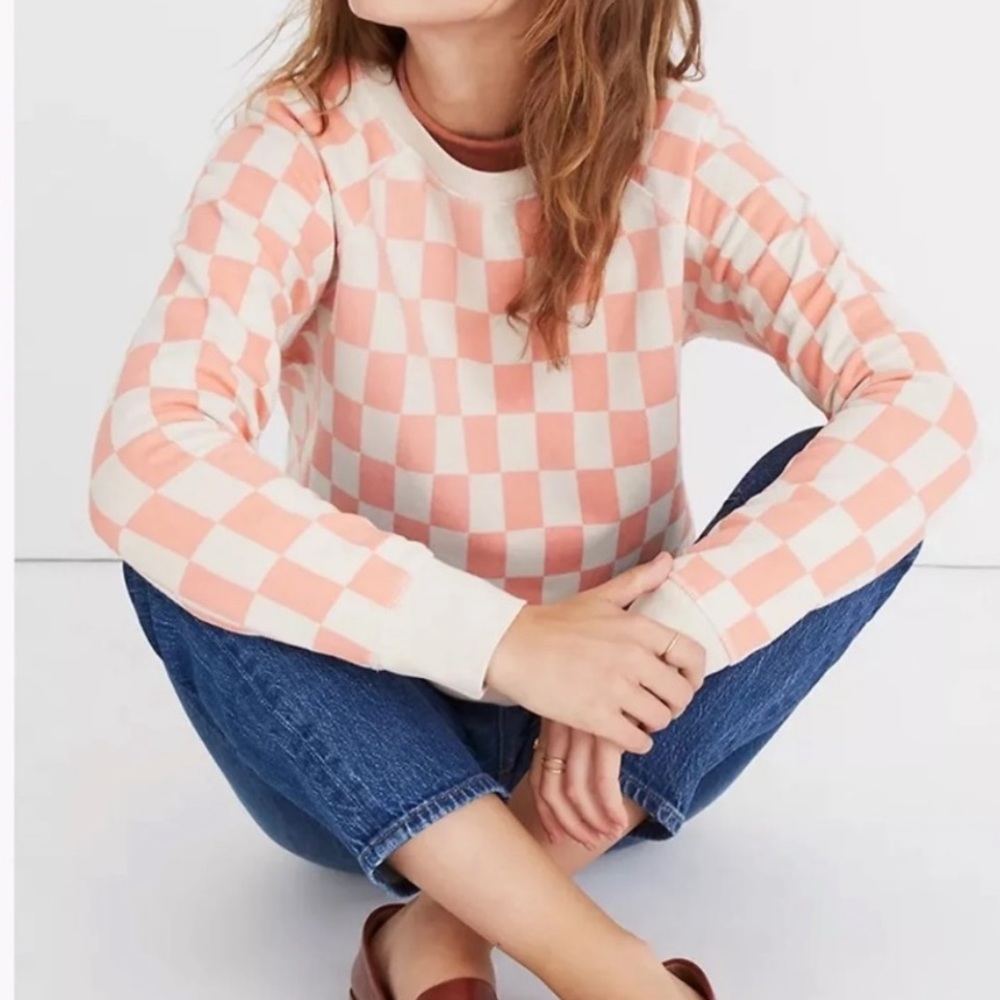Madewell Checkerboard Shrunken Sweatshirt Sz S